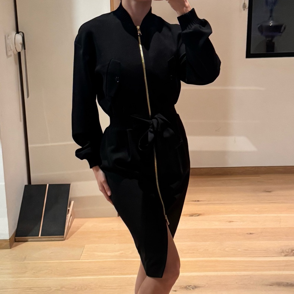 Moschino Couture Elegant Black Zip-Up Dress